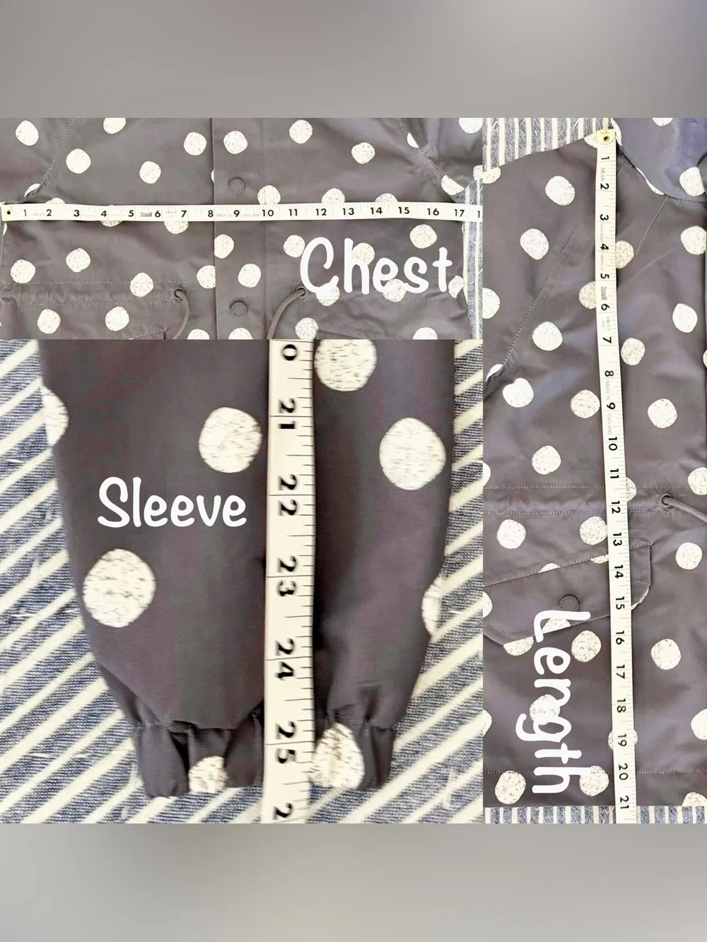 🔥SOLD🔥 Rylee + Cru Girls Outerwear Polka-Dot Raincoat Charcoal Gray